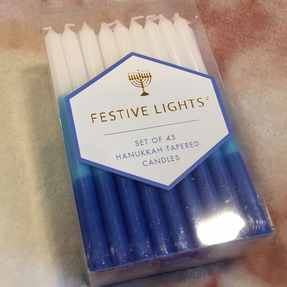 Festive Lights Hanukkah Candle Set of 45 count NWT Variagated Color Bluetowhite - Picture 10 of 10